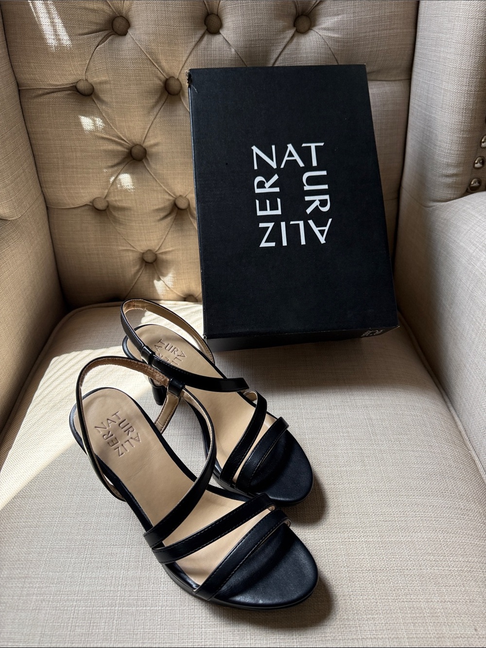 Naturalizer Black Multi-Strap Slingback Sandals Brenta